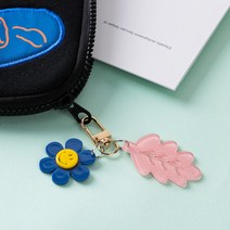 피플퍼플키링 심플 나뭇잎 스마일 백참 키홀더