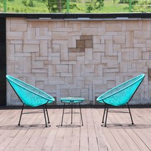 피카소가구 뉴코드 2/3인세트 야외테이블세트 테라스 카페 정원 라탄 아카풀코, 뉴코드체어 2인세트 - 블루