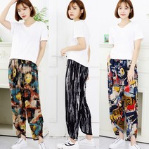 사입자mall F1915A 튤립밑단 페인트 9부바지 까실이 여성 주머니 몸빼바지 할머니 일바지 잠옷 항아리 바지 고무줄 밴드 스판 바지 잠옷 작업복