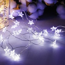 LED 건전지 데코 와이어 전구 캐릭터/별/구슬/산타/루돌프/눈사람/종 모양 트리 캠핑 램프 장식 조명, 와이어 별 20P_백색(+AA건전지 4개)