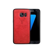 Casecious 삼성 갤럭시 S7 엣지 소프트 텍스처 사슴 패턴 양각 원단 TPU 휴대폰 모바일 기본 백 케이스 커버 (브라운) 675497, Red