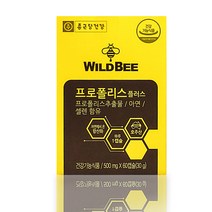 프로폴리스 플러스500mg x 60캡슐 아연 셀렌 함유 와일드 비, 1박스
