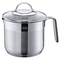 유리 뚜껑이 있는 Silit Achat 우유 냄비 14 cm 높이 요리 1.7 L 스테인레스 스틸 부분적으로 서리로 덥은 인덕션 코팅되지 않은 오븐 안전, 단일사이즈