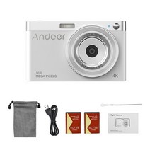 휴대용 디지털카메라 Andoer 컴팩트 4k 디지털 카메라 비디오 캠코더 50mp 화면, 4k 50mp 흰색