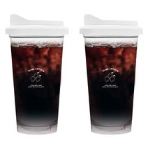 Three Lemons 리유저블 텀블러 컵 2개, 화이트 화이트, 473ml