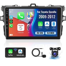 CAMECHO 토요타 코롤라 2009-2013용 자동차 스테레오 오디오 카플레이 및 안드로이드 오토 2GB+32GB 11 더블 딘 9인치 터치스크린 라디오 블루투스 Wi-Fi, 9 inch + 2G+32G + Carplay + Hi