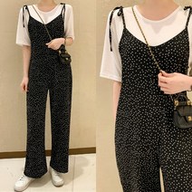 퍼니걸스 6288 끈 뷔스티에 도트 땡땡이 여성 점프수트 여성의류