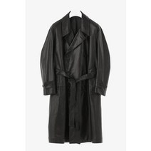 COOR 오버핏 레더 트렌치 코트 블랙