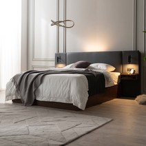 삼익가구 프레뉴 LED 슈퍼싱글/퀸 프리미엄 수납 호텔 침대(매트제외), 02.퀸;그레이+브라운