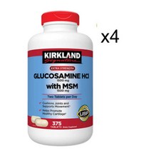 커클랜드 [4개 SET] 글루코사민 MSM 375정 (타블렛) Kirkland Extra Strength Glucosamine with 375tabs, 1개