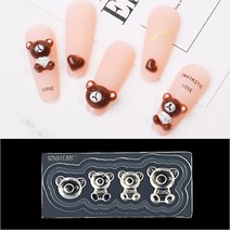 3D 베어 네일 파츠 실리콘 몰드, 베어 02#