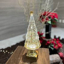 고급 별 트리 오르골 스노우볼 크리스마스워터볼 연말선물 LED 무드등 차박 캠핑 램프, 골드
