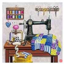 올레보 액자 캔버스형 보석십자수 DIY 키트 30 x 30 cm, 1세트, 01.재봉틀