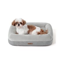 LE SURE 중형견 레슈어 메모리 폼 도그 침대 CertiPUR-US 인증 폼으로 만든 정형외과 강아지 탈착식 세척 커버와 방수 라이닝 볼스터 애완동물 그레이, S(24x18x5).5)