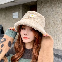 어리플 여성용 플라워 뽀글이 벙거지 버킷햇