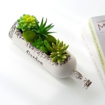 아르띠콜로 인테리어 다육이 선인장 사무실 조화 화분 세트, 초록 다육이+병 화분