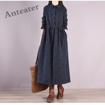 [Anteater]여성 겨울 잔꽃무늬 원피스 기모 빅사이즈 롱 원피스 A9fei1027LYQ3