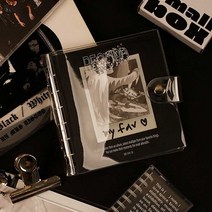 에이치플러스몰 6공 투명 커버 똑딱이 다이어리 일상 기록 스크랩북, 하트빔