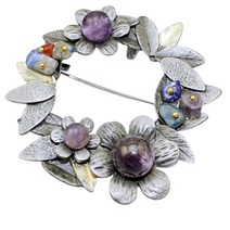 밥풀브로치 스타일 유행 자연석 주석 합금 블랙 톤 수제 구슬 화환 브로치 핀 여성 남성 보석 항목 번호. BH