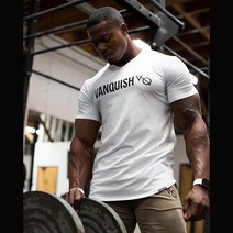 VQ 짐웨어 머슬핏 반팔 빅 풀네임 로고 VANQUISH