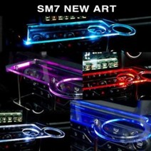 ArtX SM7 뉴아트 SM7(구형) USB 5V LED 2단 차량용 무중력테이블 컵홀더 식탁 자동차 선반 핸드폰 거치대 수납용품, 추가함, 아이스블루LED, 일반 타입
