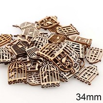 목공 목공재료 DIY 나무 새장 펜던트 장식 공예 스크랩북 용품 손으로 만든 낙서 버튼 50 개, 01 wooden color