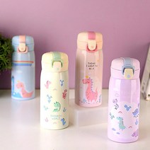 컬러풀 애니멀 원터치 어린이 초등학생 보온보냉병 물통 물병 350ml 핑크 블루