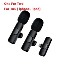 무선 lavalier 마이크 for iphone android phone mini wireless mic recording with youtube facebook vlog tikt, 두 개의 ios에 하나