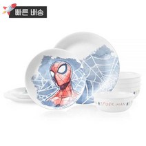 코렐 Corelle Vitrelle 12피스 식기 세트 3중 레이어 유리 및 깨짐 방지 경량 원형 접시 그릇 디즈니 미키 마우스 - 트루 오리지널 422850, 옵션 확인필 02) Marvel Spider
