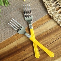 홈파티 플레이팅 포크 (10개입) 옐로우