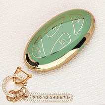튜모 디올뉴 그랜저 GN7 코나 SX2 아이오닉6 5버튼 7버튼 TPU 스마트 키케이스 키커버 키링, HD-09, 골드오링-올리브그린