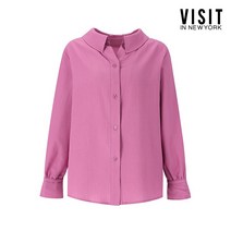 비지트인뉴욕 롤업 슬리브 오픈 칼라 블라우스 VY8LS23