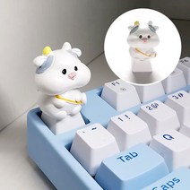 기계식 키보드 OEMR4 키캡 러블리 십이지 애니멀 쥐/소/호랑이/토끼/용/뱀/말/양/원숭이/닭/개/돼지띠 카툰스타일 입체 장식 키보드 꾸미기 십자가형 선물용, 소, 키캡만(키보드 없음)