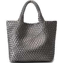 우븐 가방 가죽 핸드메이드 대형 토트백