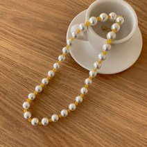 블루씨티 천연석 마노 원석 핵 진주 목걸이