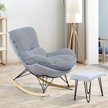 코마 흔들의자 1인용흔들의자 북유럽 스윙체어 락킹체어 수유의자 안락의자, (02)그린블루 패브릭 + 발받침