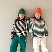나이스미츄 베이글맨투맨 [초록 검정] S-XL JS-JL 키즈 주니어 겨울기모티셔츠