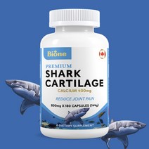 캐나다 BIONE 상어연골 콘드로이친 칼슘 800mg 180캡슐, 2개, 갯수