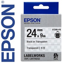 *정품* [ EPSON ] 라벨테이프, ST24K-PX [24mm 투명/검정글씨]