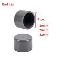PVC배관자재 20/25/32mm 그레이 PVC 파이프 피팅 스트레이트 엘보 티 크로스 커넥터 워터 어댑터 3 4 5 6, 08 H_02 I.D 25mm