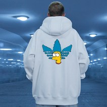 손드르 남자 캐릭터 패턴 빅 사이즈 세미 오버핏 데일리 후드티 (M-5XL)