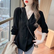 SJW 봄가을 남방 셔츠 무지 카라 더블버튼 스트링 슬림핏 빅사이즈 여성상의 4컬러 S~3XL