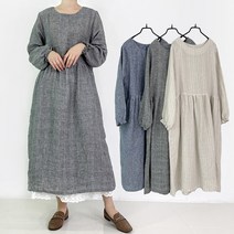 소담 워싱 퓨어 린넨 100 롱 원피스 빅사이즈 루즈핏 가을