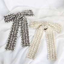 진주비즈장식 고급 리본브로치 패션옷핀 원피스코디