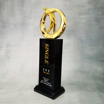 더좋은상패 크리스탈 홀인원패 싱글패 이글패 이븐파 언더파 대회 골프트로피 (TR6), 금색
