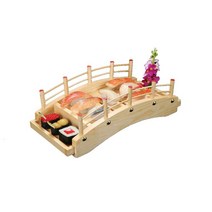 스시 접시 다리 모양 초밥 플레이트 그릇 해산물, 목제 대형 사이즈 53cmx23cm