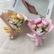 더 라넌큘러스 플라워 납골당 꽃다발 큐방부착식 2p, 옐로우 , 핑크, 2개