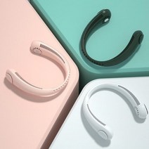 날개없는 넥밴드 넥에어컨 목선풍기 무선 휴대용 목에거는 선풍기, 레트로그린