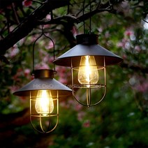 KELAKE 태양광 LED 랜턴 라이트 정원등 샹들리에 조명 야외정원등 에디슨 전구, 블랙
