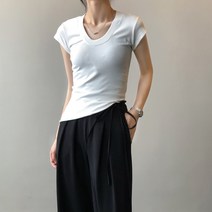[지니지니숍]u넥 반팔 티셔츠
